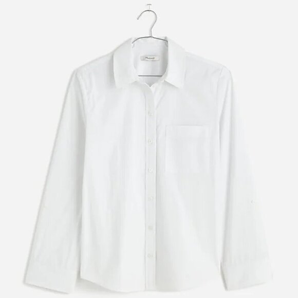 NWT Madewell Relaxed Button-Front 100% Cotton Shirt in Poplin, White, XL - Picture 2 of 9